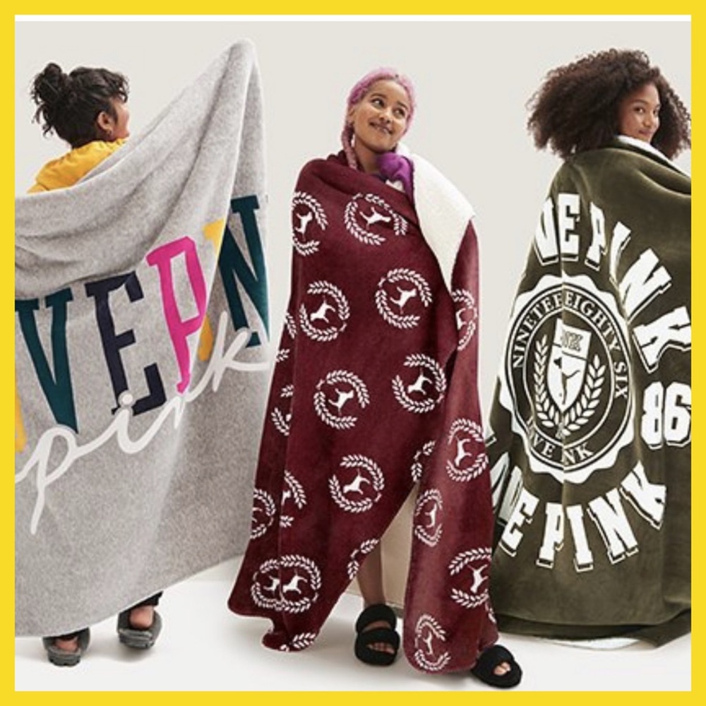 1 LEFT!!  BNWT Pink Victoria’s Secret Sherpa Blankets-Maroon only - Picture 4 of 4